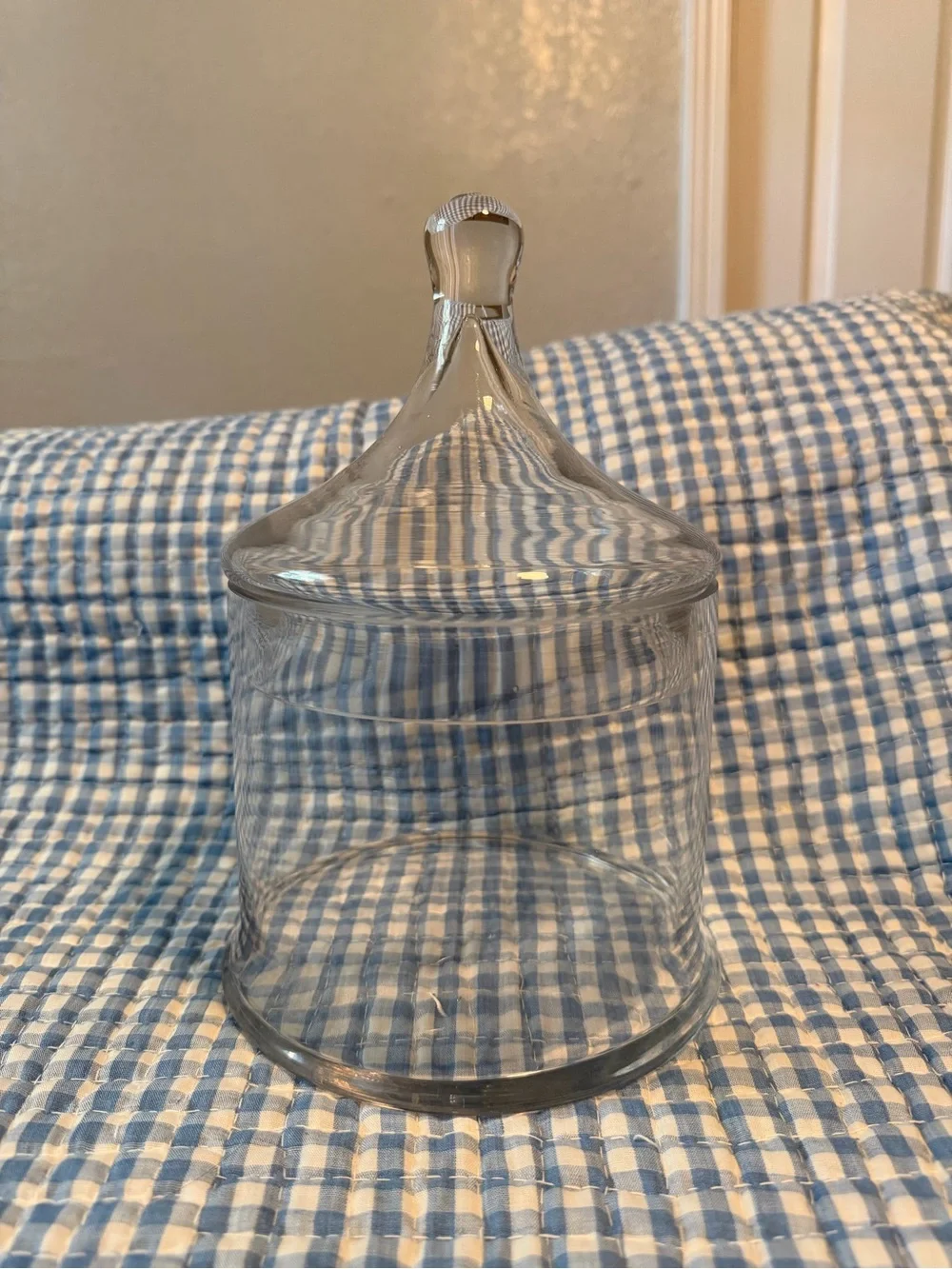 Clear Glass Cylinder Lidded Jar Canister Handle Lid 9